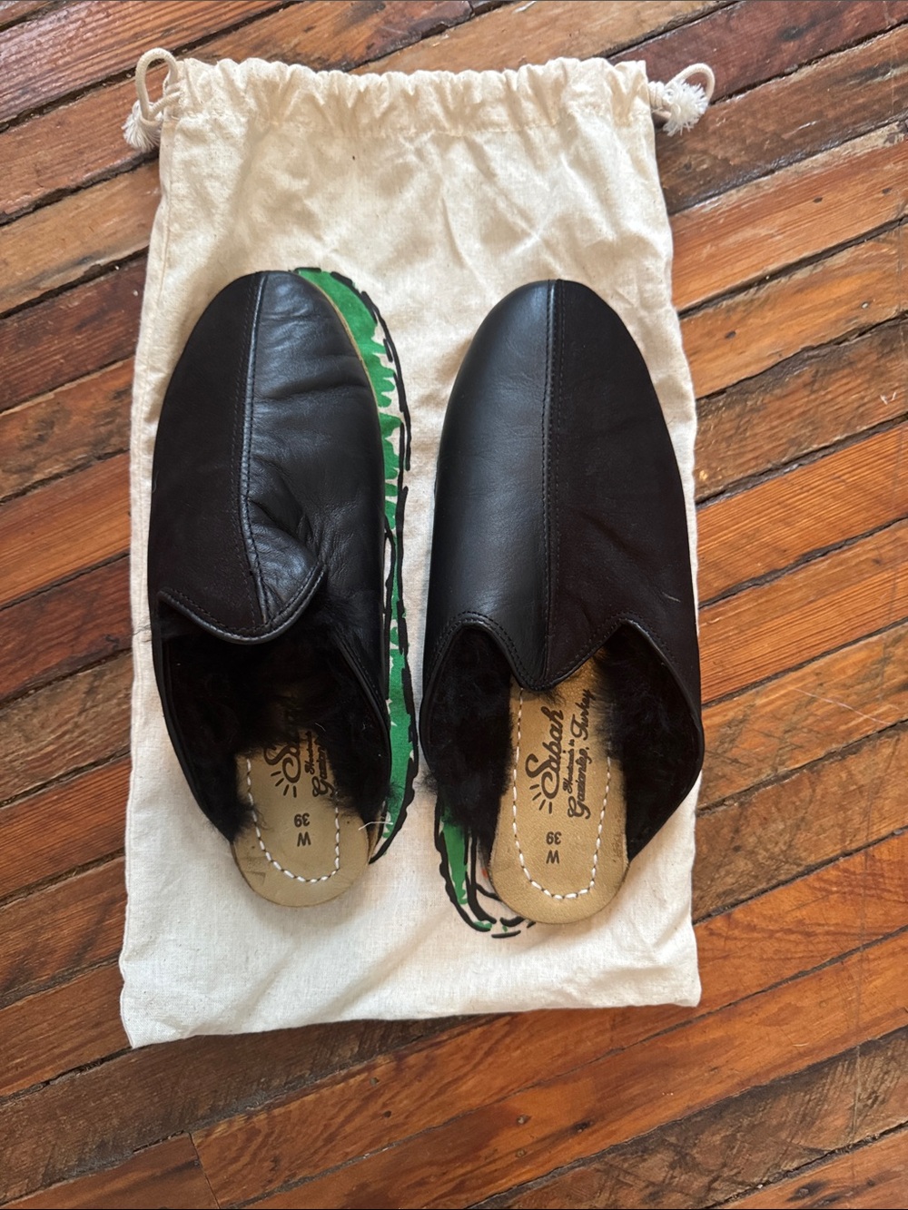 Sabah Fur Lined Black Mules 39